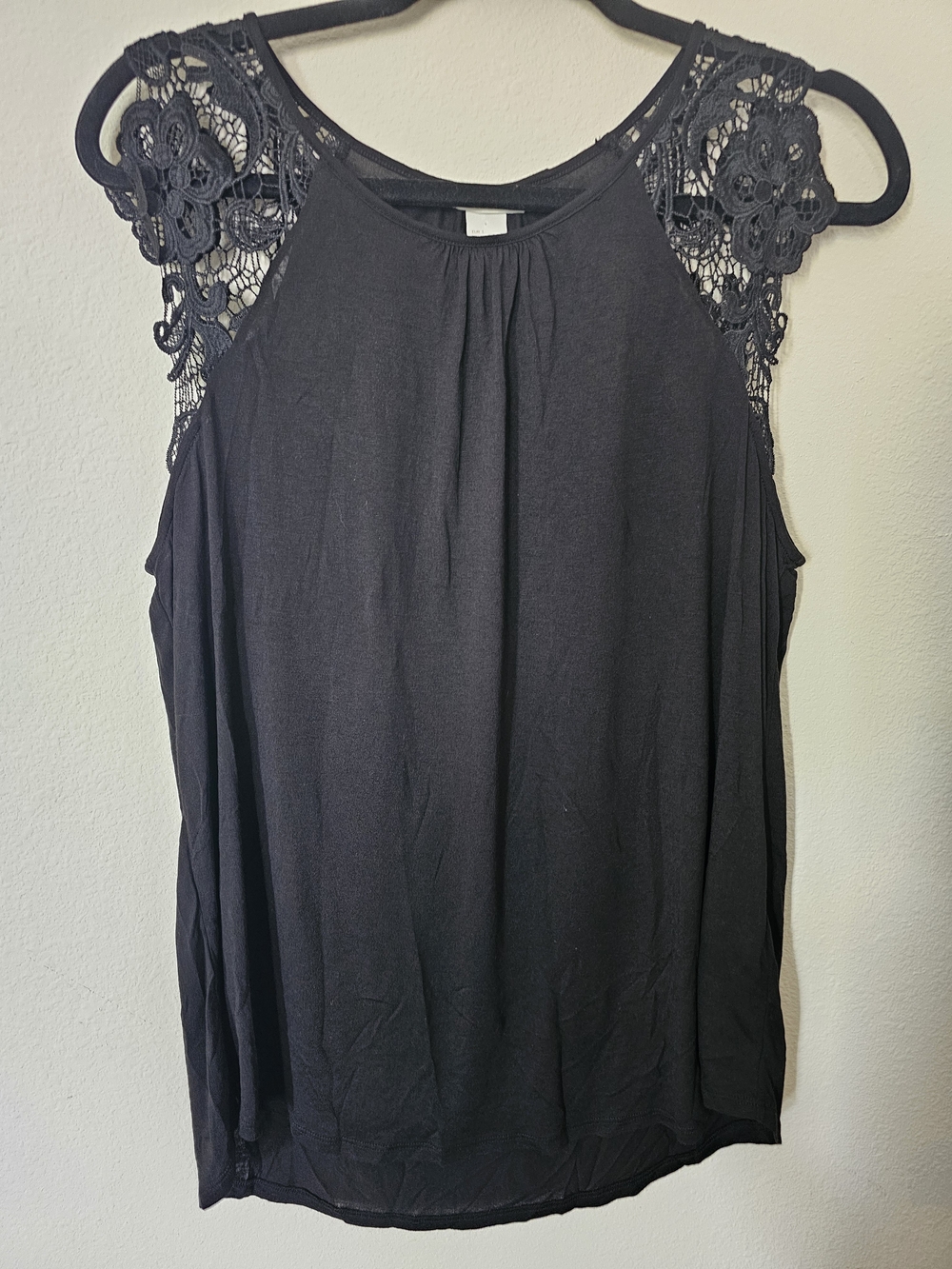 H&M Black Lace-Shoulder Sleeveless Tank Top